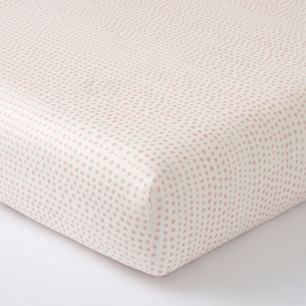 Pottery Barn Organic Polka Dot Fitted Crib Sheet - pink/ Blush